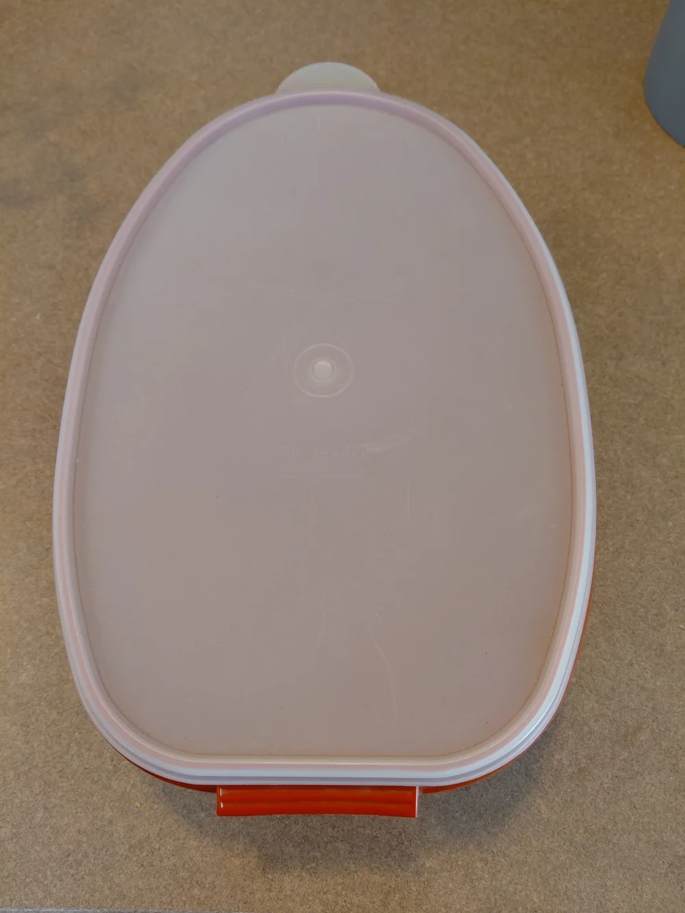 Vtg Tupperware Roast/Ham Keeper~Orange With Lid & Holder ~3 Pcc